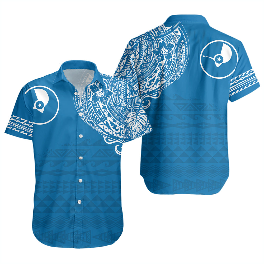 Yap State Short Sleeve Shirt Polynesian Flag With Coat Of Arms