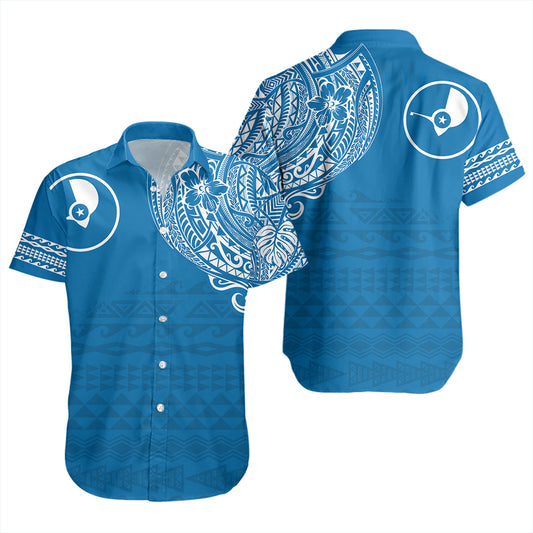 Yap State Short Sleeve Shirt Polynesian Flag With Coat Of Arms