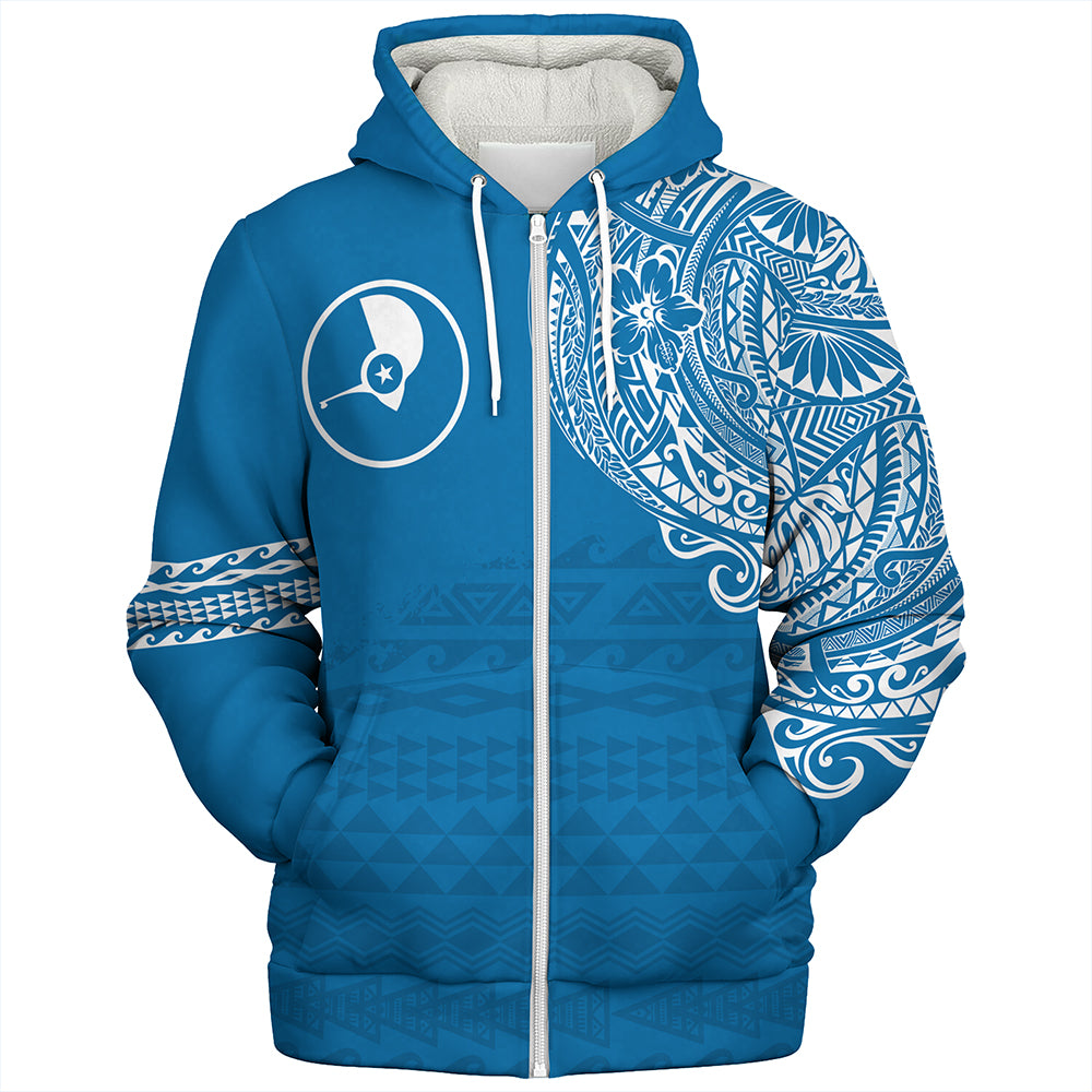 Yap State Sherpa Hoodie Polynesian Flag With Coat Of Arms