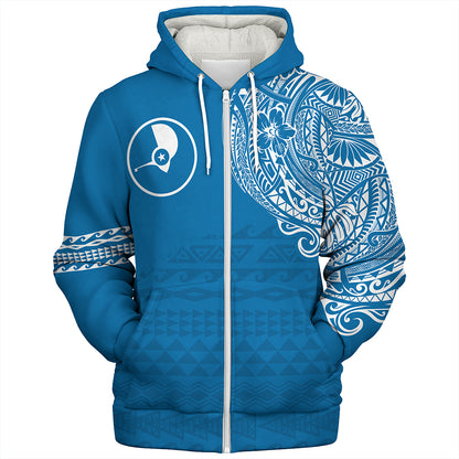 Yap State Sherpa Hoodie Polynesian Flag With Coat Of Arms