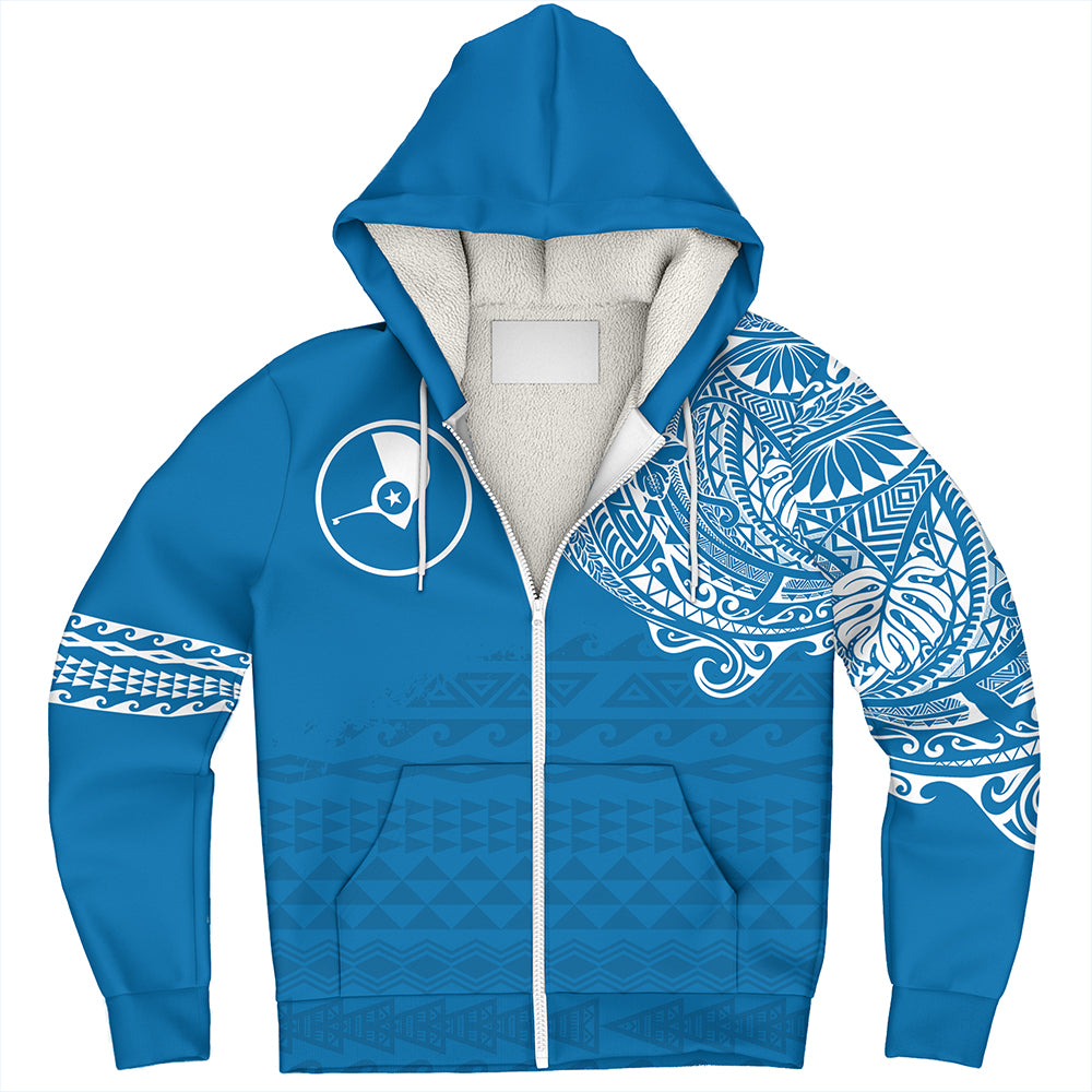 Yap State Sherpa Hoodie Polynesian Flag With Coat Of Arms