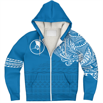 Yap State Sherpa Hoodie Polynesian Flag With Coat Of Arms