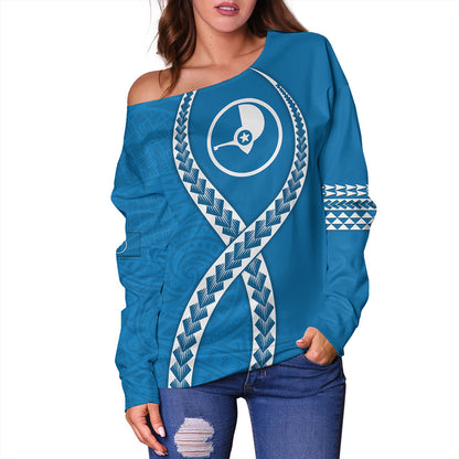 Yap State Off Shoulder Sweatshirt Tribal Polynesian In My Heart