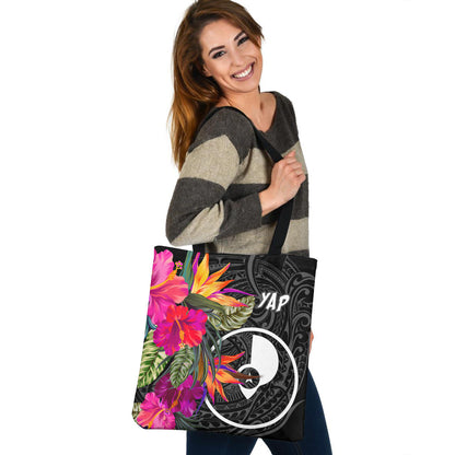 Yap Custom Personalised Tote Bag Polynesian Hibiscus Pattern
