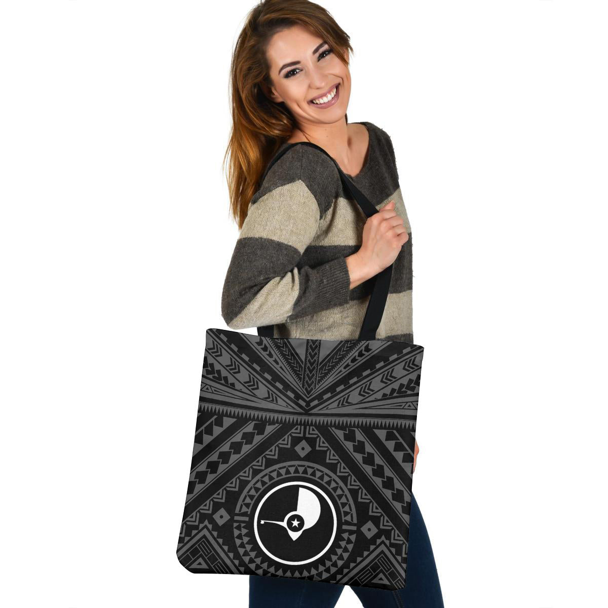 Yap Custom Personalised Tote Bag Polynesian Tattoo Style