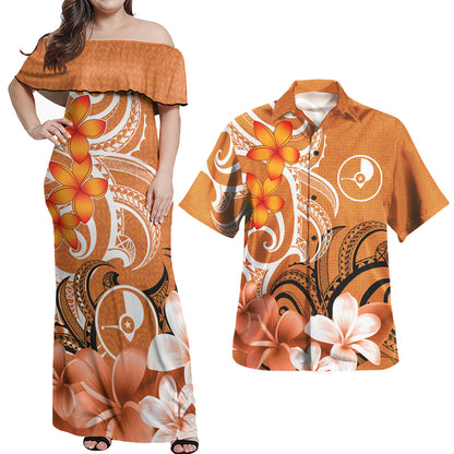 Yap Polynesian Pattern Combo Dress And Shirt - Floral Spirit Orange