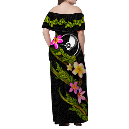 Yap State Women Off Shoulder Long Dress - Plumeria Tribal