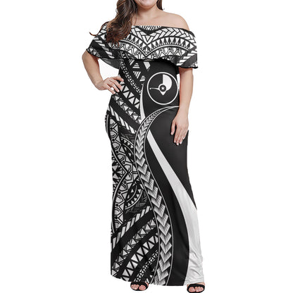 Yap Combo Dress And Shirt - Micronesian Tentacle Tribal Pattern White