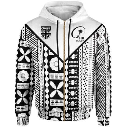 Fiji Rugby Tapa Hoodie - Fiji Flag Coat Of Arms Pattern