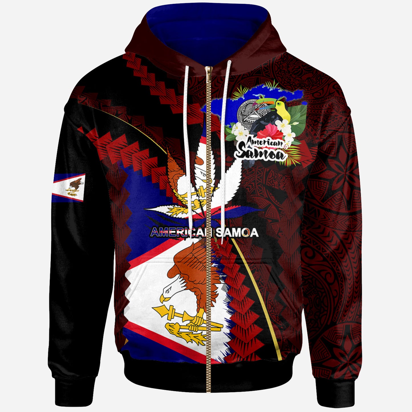 American Samoa Hoodie - American Samoa Independence Day With State Flag And Marijuana Leaf Polynesian Style