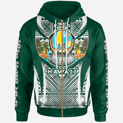 Hawaii Custom Hoodie - Hawaii Rainbow Wahine Volleyball Pride With Polynesian Culture Hoodie
