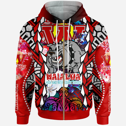 Hawaii Custom Personalised Hoodie - Waialua High & Intermediate School SuPer Bulldogs With Sea Turtle Tribal Patterns