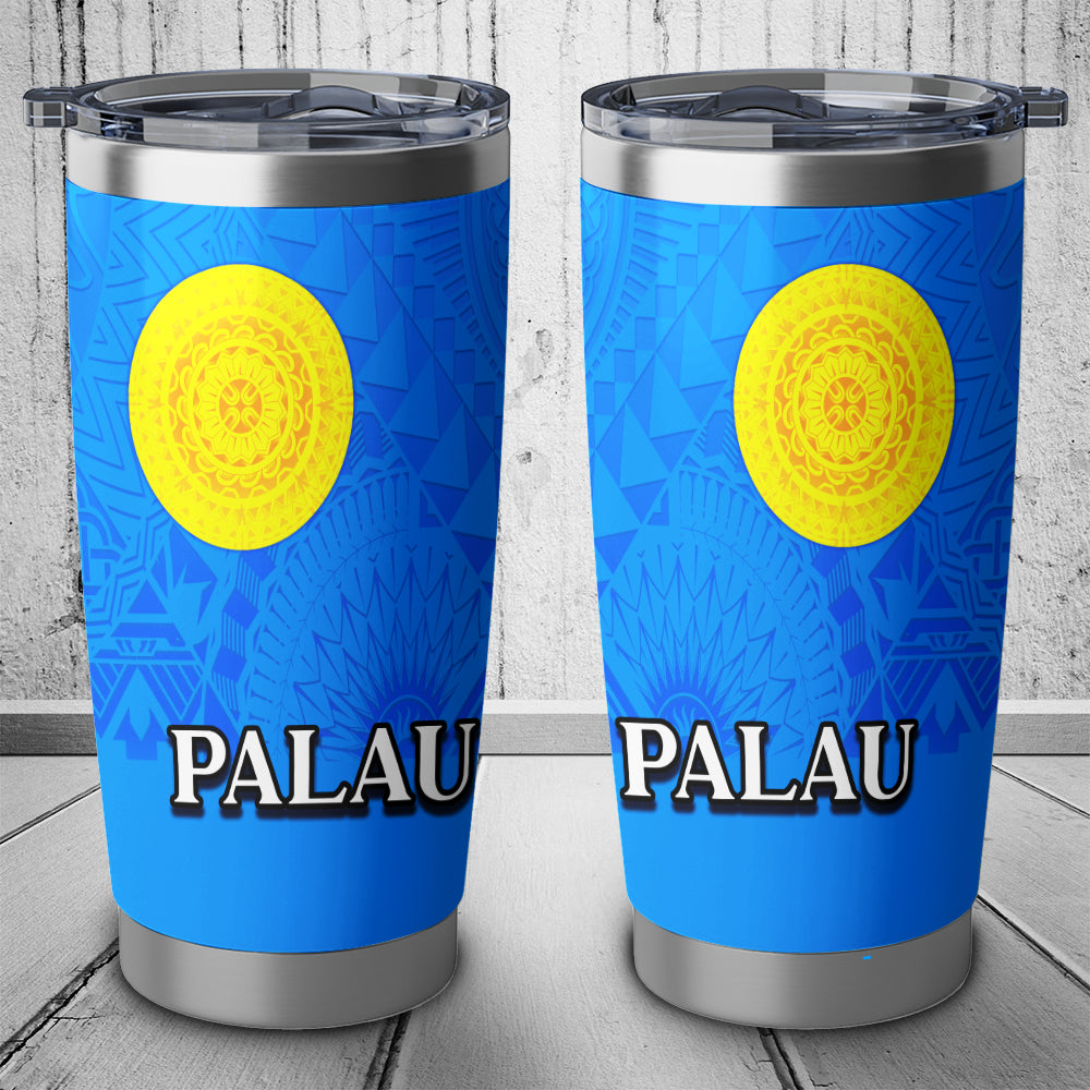 Palau Pattern Palau Flag Color With Traditional Patterns Tumbler | Polynesian.co