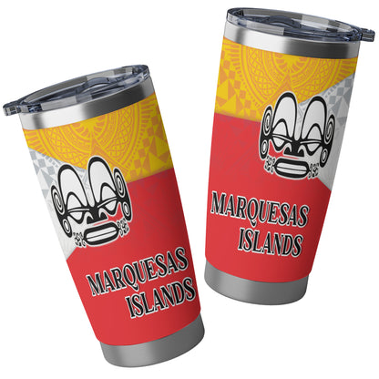 Marquesas Islands Flag Color With Traditional Patterns Tumbler