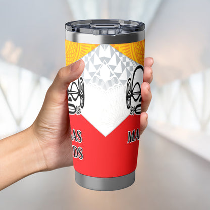 Marquesas Islands Flag Color With Traditional Patterns Tumbler