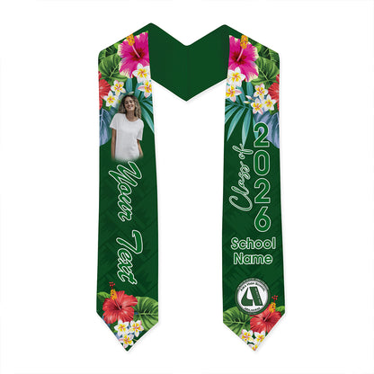 Hawaii Graduation Stole Custom Aiea High School Class 2026 Tropical Hibiscus Island Style