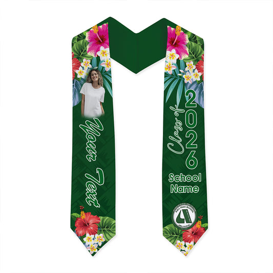 Hawaii Graduation Stole Custom Aiea High School Class 2026 Tropical Hibiscus Island Style
