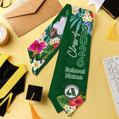 Hawaii Graduation Stole Custom Aiea High School Class 2026 Tropical Hibiscus Island Style