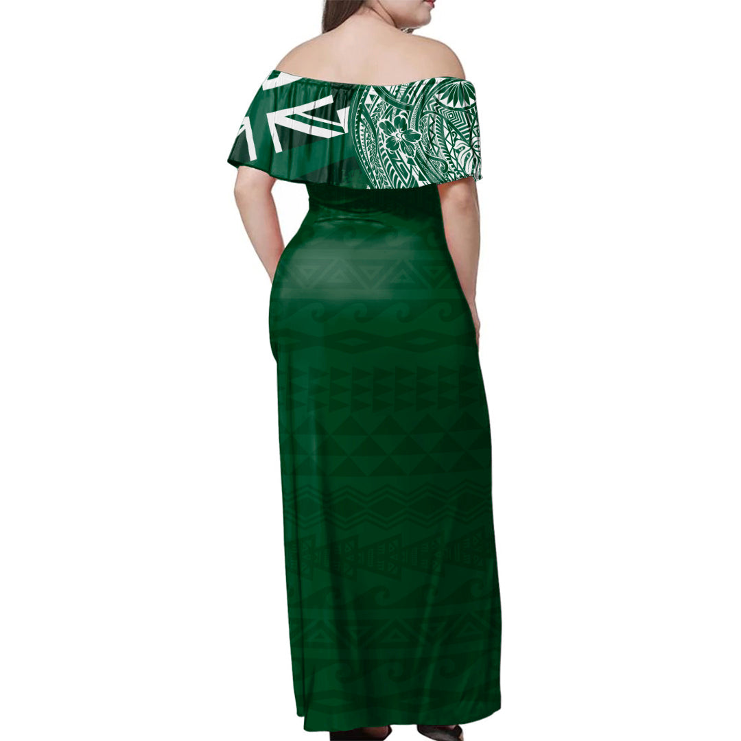 Hawaii Woman Off Shoulder Long Dress Aiea high school With Crest Style
