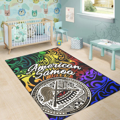 American Samoa Area Rug - Rainbow Polynesian Pattern