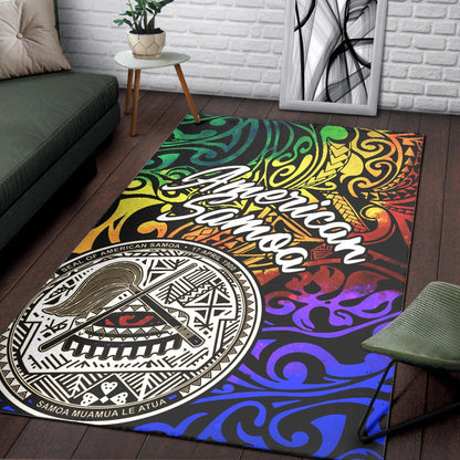 American Samoa Area Rug - Rainbow Polynesian Pattern