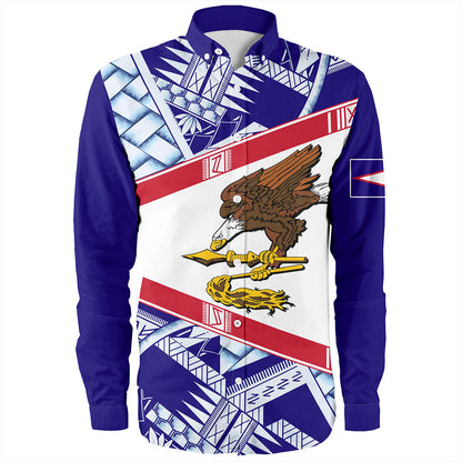 American Samoa Long Sleeve Shirt Flag Design With Pattern