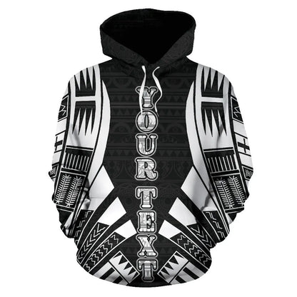 American Samoa All Over Custom Personalised Hoodie - Black Tattoo Style