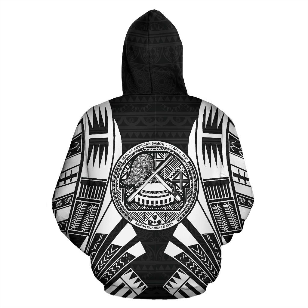 American Samoa All Over Custom Personalised Hoodie - Black Tattoo Style