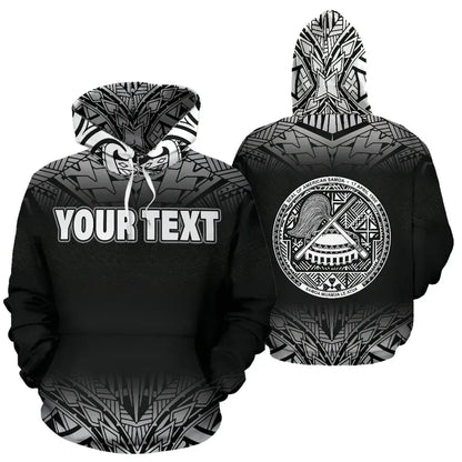 American Samoa All Over Custom Personalised Hoodie - Polynesian Black Fog