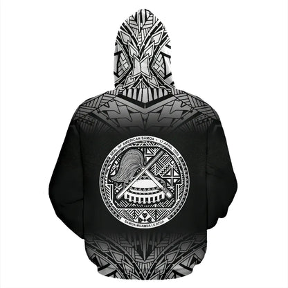 American Samoa All Over Custom Personalised Hoodie - Polynesian Black Fog