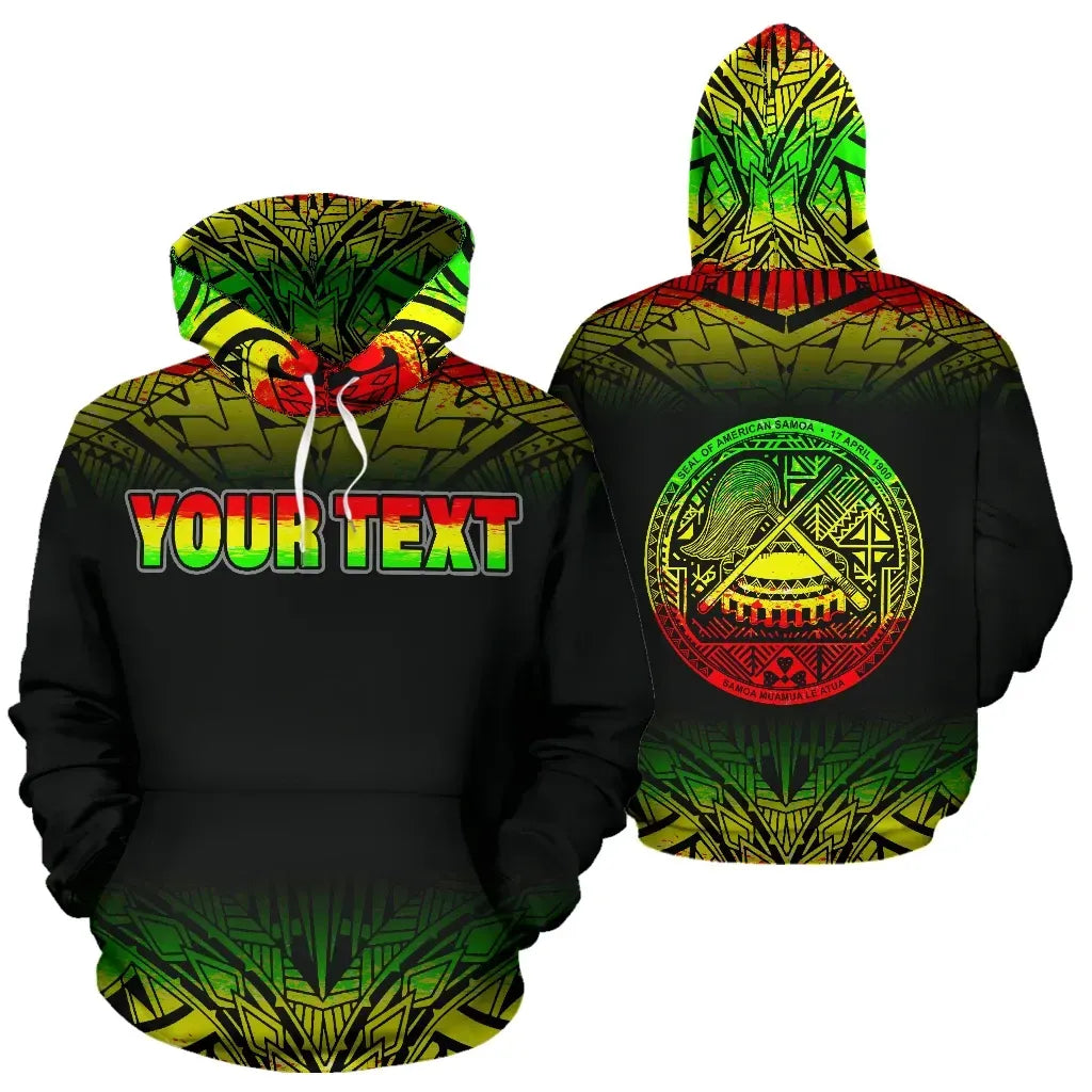 American Samoa All Over Custom Personalised Hoodie - Polynesian Reggae Fog