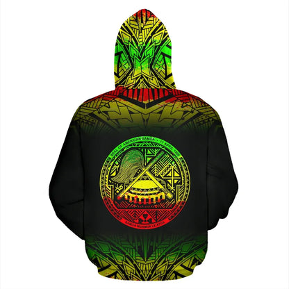 American Samoa All Over Custom Personalised Hoodie - Polynesian Reggae Fog