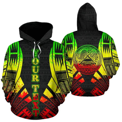 American Samoa All Over Custom Personalised Hoodie - Reggae Tattoo Style