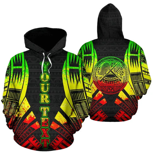 American Samoa All Over Custom Personalised Hoodie - Reggae Tattoo Style