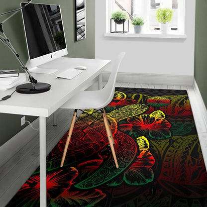 American Samoa Area Rugs Turtle Hibiscus Reggae
