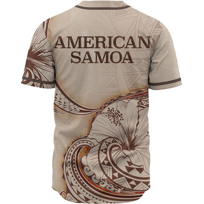 American Samoa Baseball Shirt - Hibiscus Flowers Vintage Style
