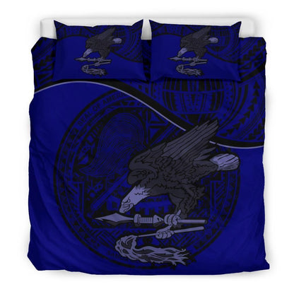 American Samoa Duvet Cover Set - American Samoa Seal & Flag Dark Blue