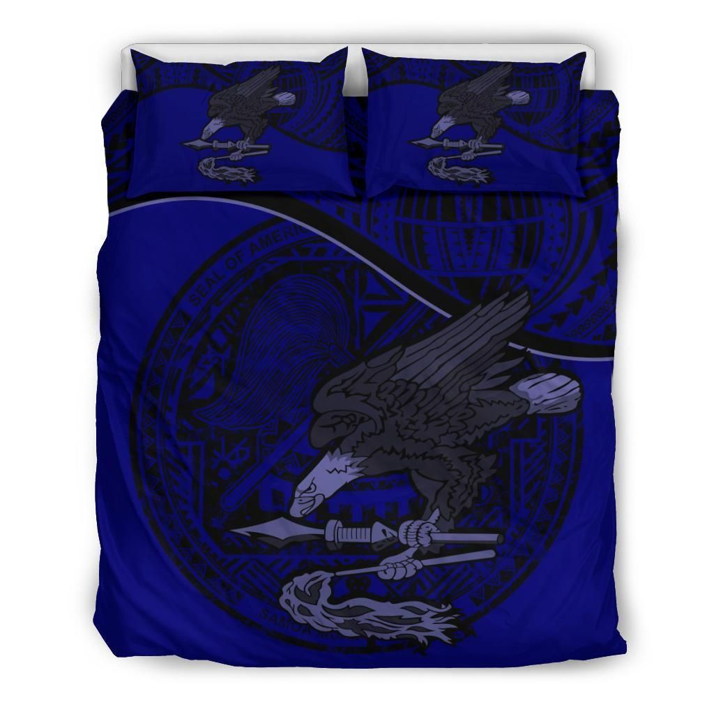 American Samoa Duvet Cover Set - American Samoa Seal & Flag Dark Blue