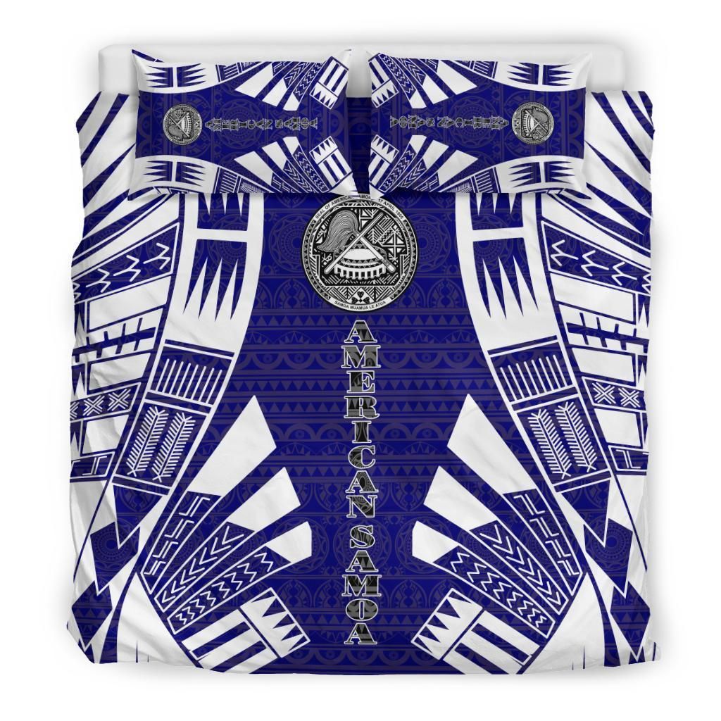 American Samoa Duvet Cover Set - Polynesian Tattoo Flag