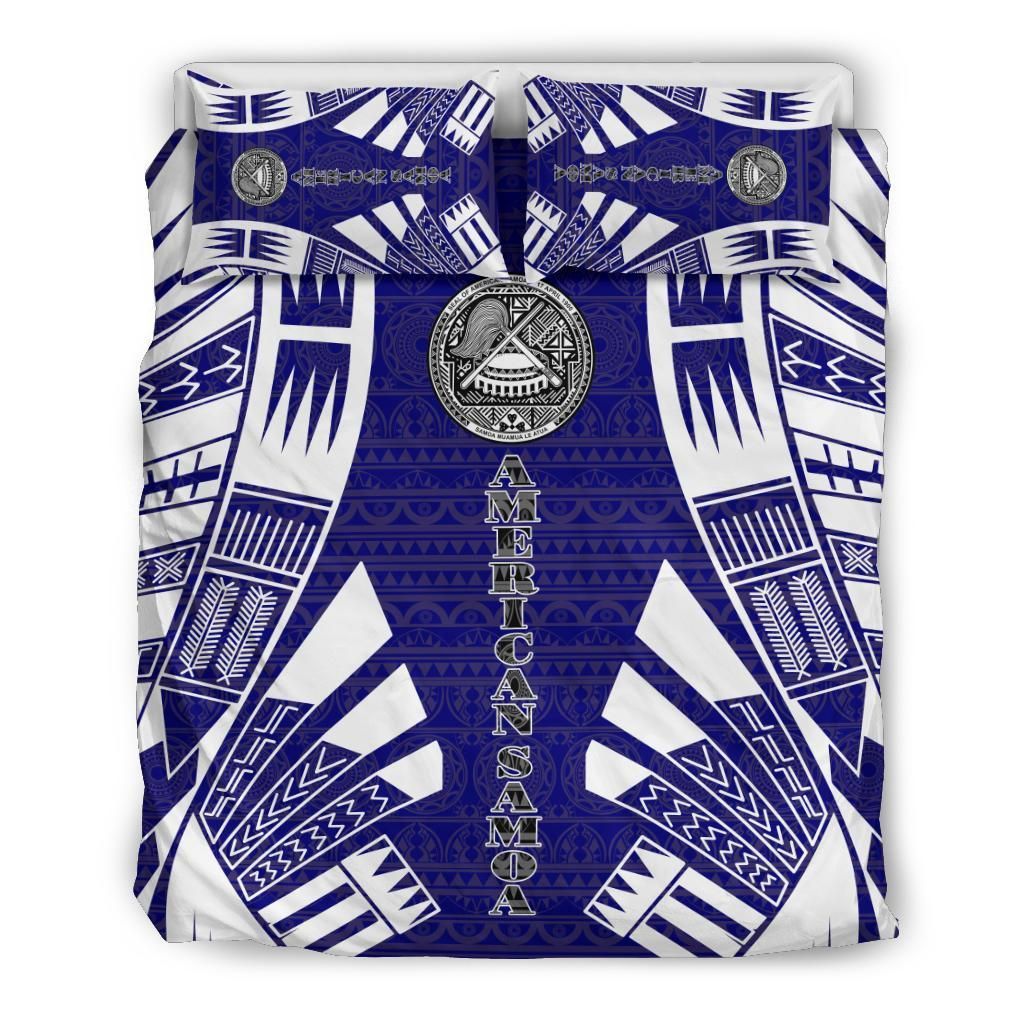 American Samoa Duvet Cover Set - Polynesian Tattoo Flag