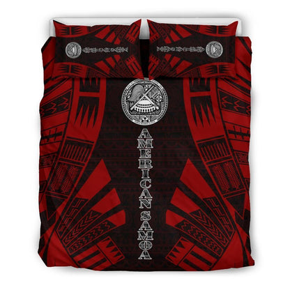 American Samoa Duvet Cover Set - Polynesian Tattoo Red
