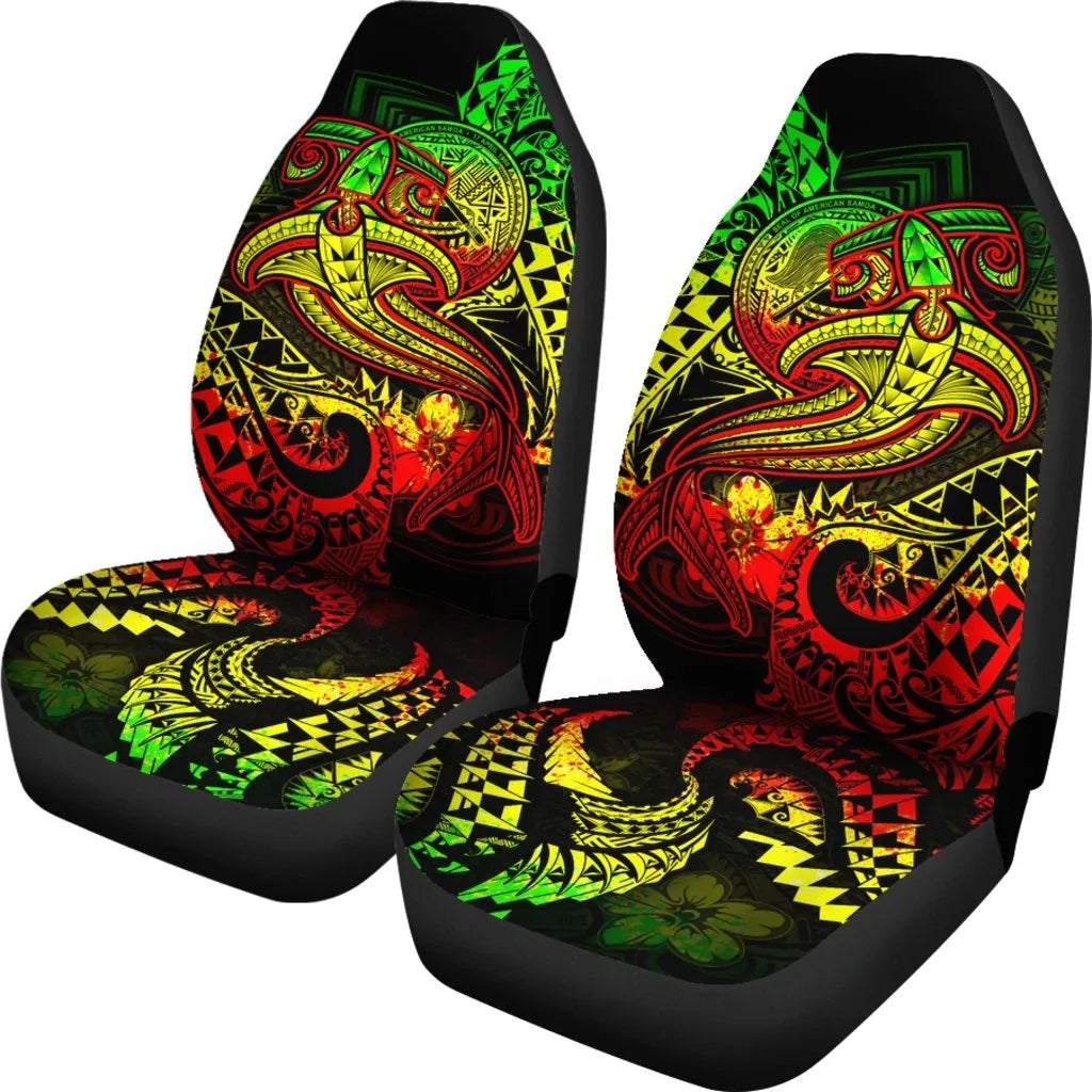 American Samoa Car Seat Covers - Reggae Shark Polynesian Tattoo