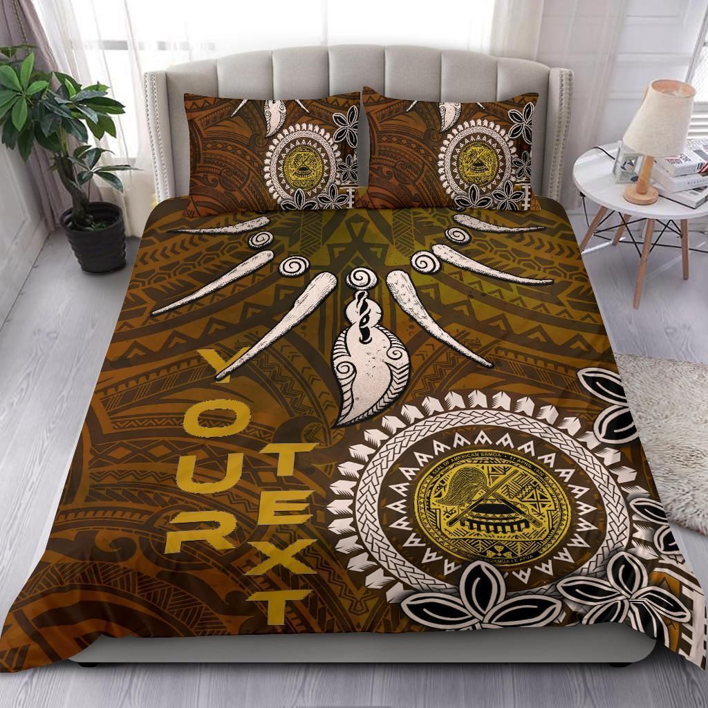 American Samoa Custom Personalised Bedding Set - Polynesian Boar Tusk
