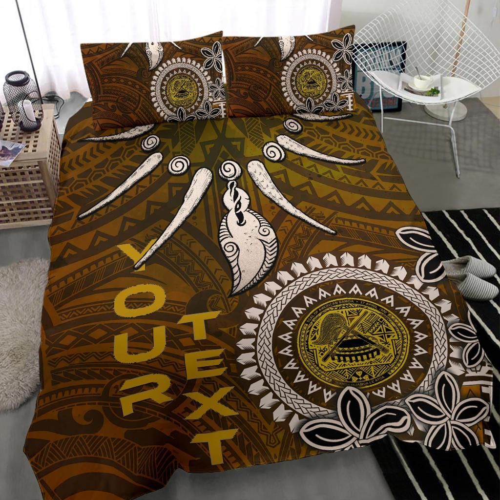 American Samoa Custom Personalised Bedding Set - Polynesian Boar Tusk
