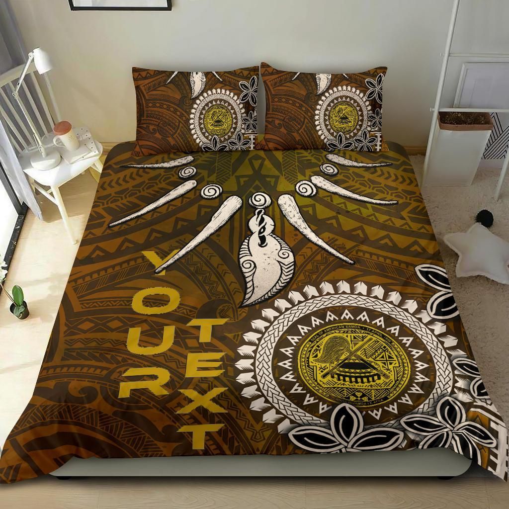 American Samoa Custom Personalised Bedding Set - Polynesian Boar Tusk