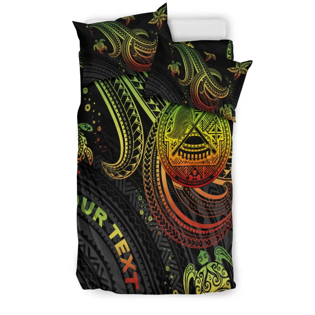 American Samoa Custom Personalised Bedding Set - Reggae Turtle