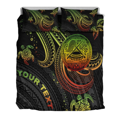American Samoa Custom Personalised Bedding Set - Reggae Turtle