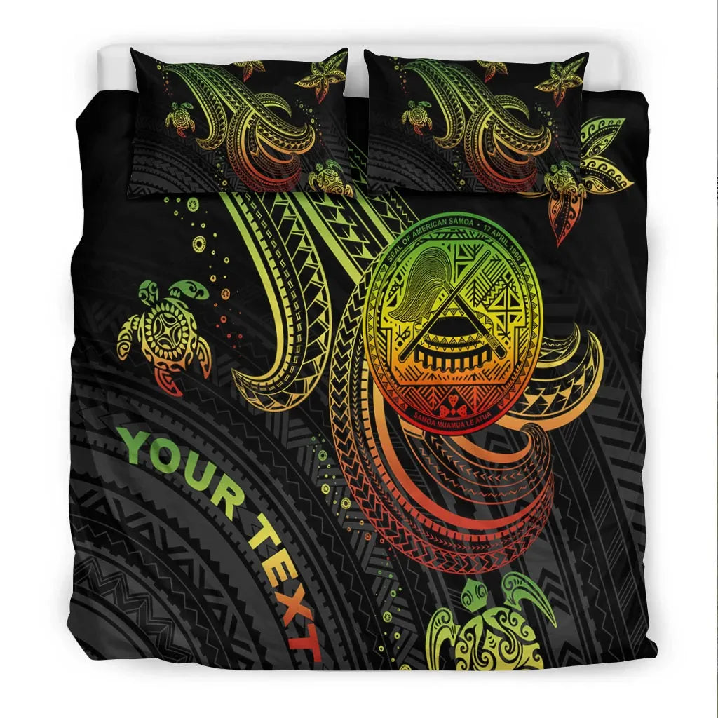 American Samoa Custom Personalised Bedding Set - Reggae Turtle