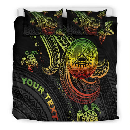 American Samoa Custom Personalised Bedding Set - Reggae Turtle