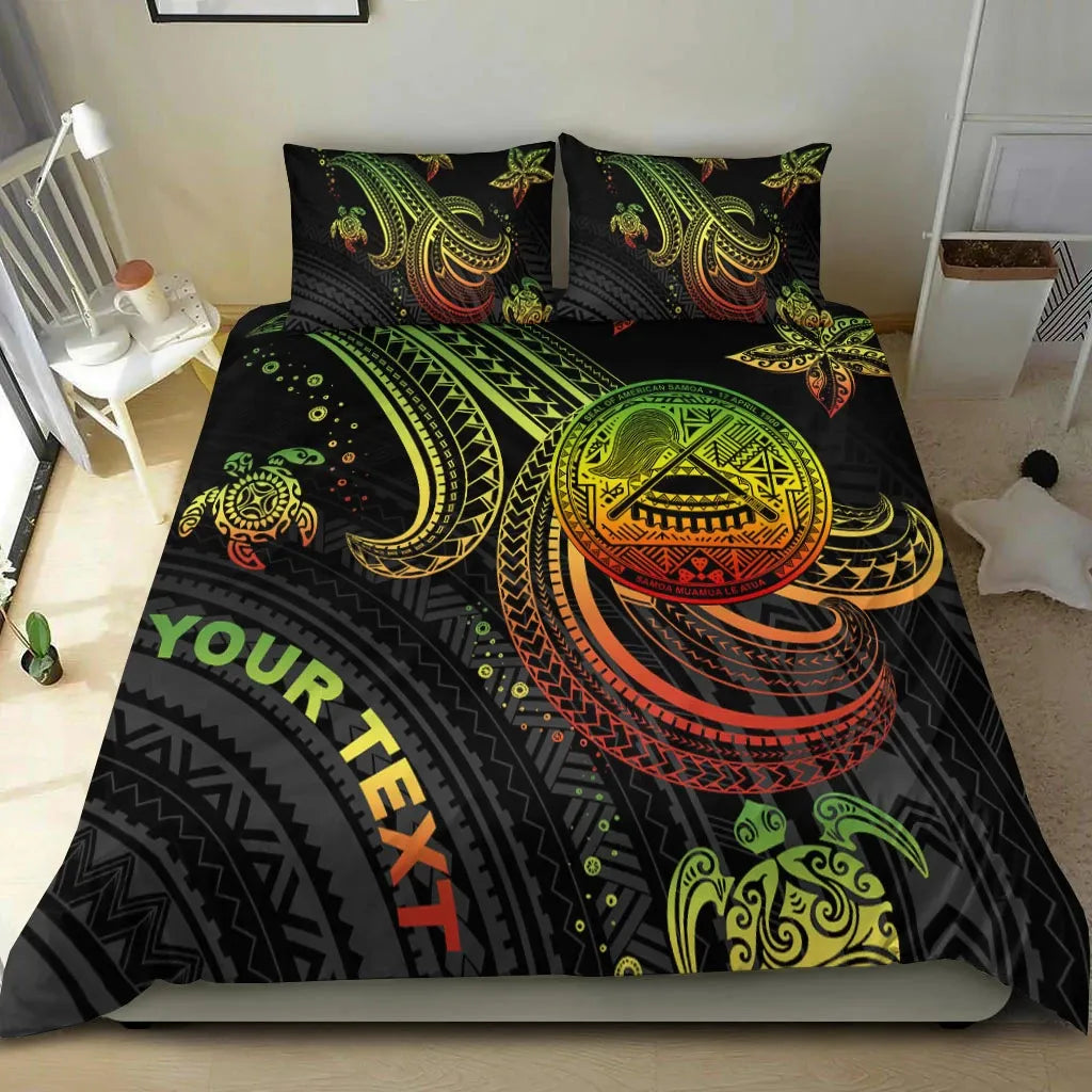American Samoa Custom Personalised Bedding Set - Reggae Turtle